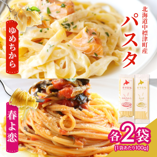 北海道中標津町産「春よ恋」パスタ・「ゆめちから」パスタ 各2袋（合計4袋）【82005】