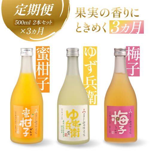 【定期便】全3回 月ごとに変わる果実のごほうび ゆず・梅・みかんの果実の香りにときめく3カ月 ? リキュール 果実酒 飲み比べセット 酒 FB110