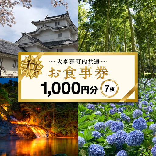 大多喜町内共通お食事券1000円分×７枚　W02603