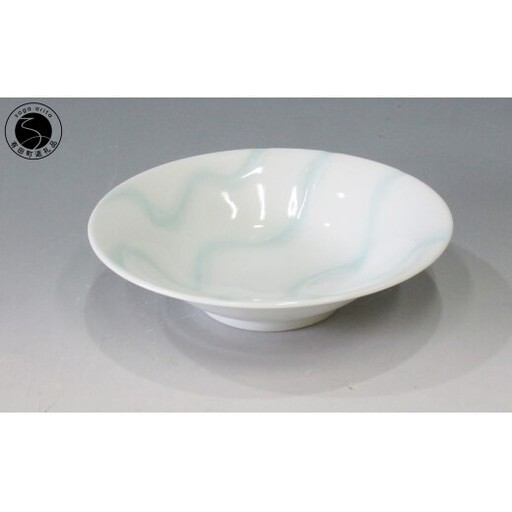 日展会友 照井一玄作 有田焼 白磁深皿 水の中[岳窯]食器 器 うつわ 白磁 盛鉢 ボウル 和食器 ろくろ成形 彫刻 青白 作家 作家もの 照井一玄
