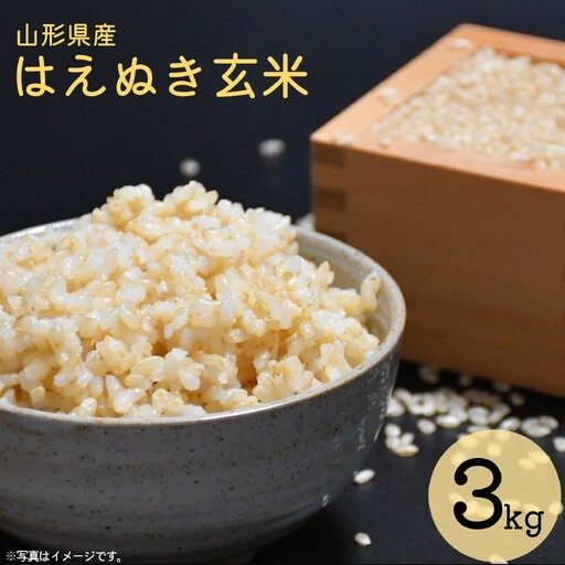 令和8年産 はえぬき 玄米 3kg(3kg×1袋)2026年産 山形県産 [2026年9月下旬頃から順次発送予定]