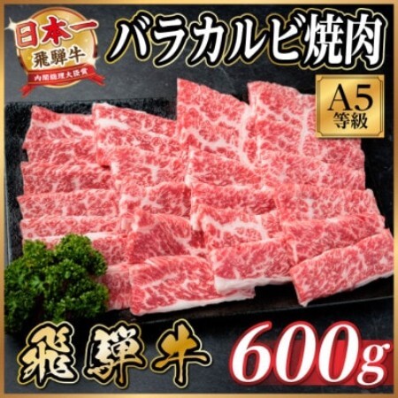 飛騨牛A5等級 バラカルビ焼肉 600g(焼肉・BBQ用)【配送不可地域：離島】【1754432】