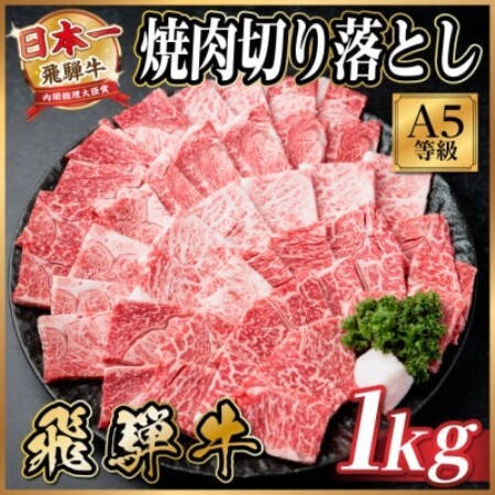 飛騨牛A4~A5等級 焼肉切り落とし 1kg 黒毛和牛(焼肉・BBQ用)[配送不可地域:離島]