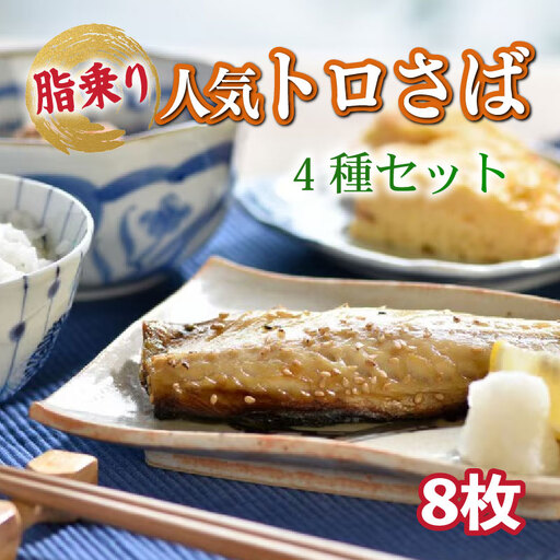 [ 干物 ] 人気 トロ さば 4種 8枚 セット 冷凍 ワイン サバ 鯖 明太 昆布 カレー 塩鯖 佐世保市 津田水産