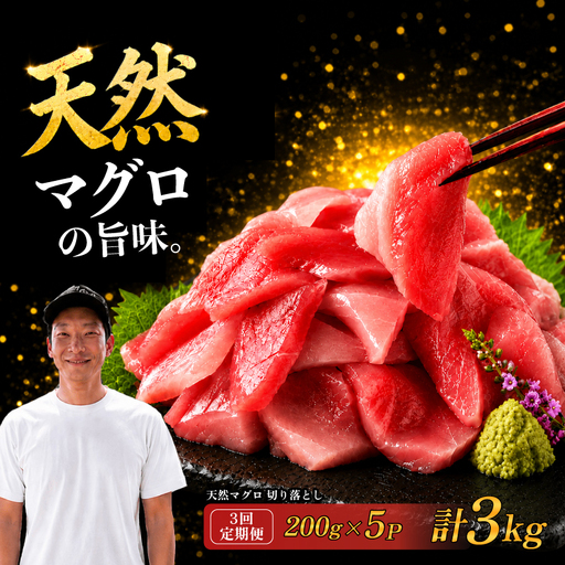 [3回定期便]天然マグロ切り落とし 200g×5P 天然マグロ