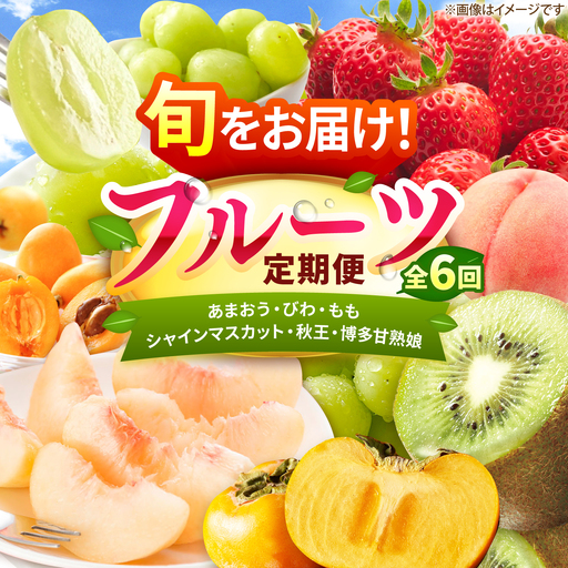 【6回定期便】フルーツ定期便（あまおう/びわ/桃/シャインマスカット/柿/キウイ） 広川町 / JAふくおか八女農産物直売所どろや[AFAB118]