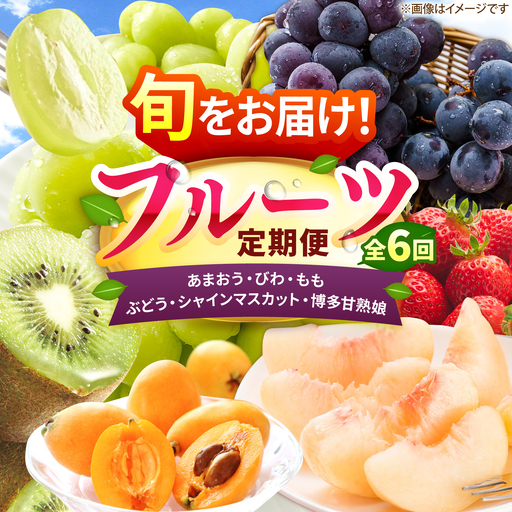 [6回定期便]フルーツ定期便(あまおう/びわ/桃/ぶどう/シャインマスカット/キウイ) 広川町 / JAふくおか八女農産物直売所どろや[AFAB119]
