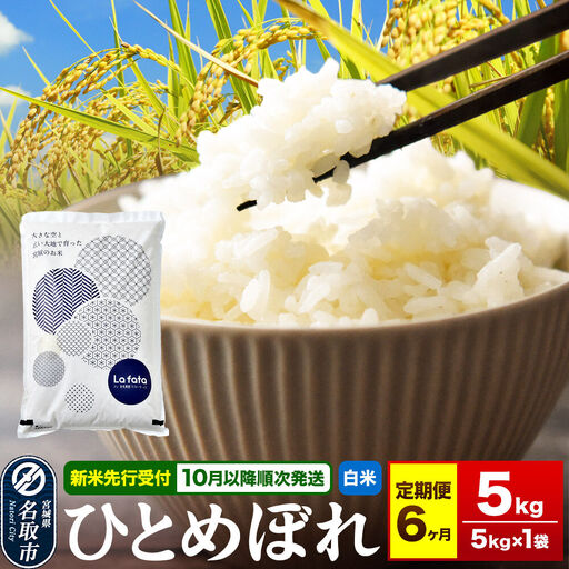 ひとめぼれ 5kg×1袋 白米 6ヶ月定期便 令和8年産
