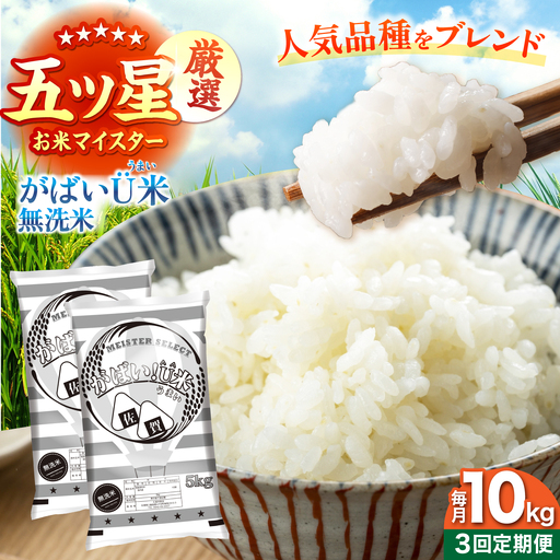 【全3回定期便】がばいU米（うまい）無洗米 10kg 【大塚米穀店】[HBL158]
