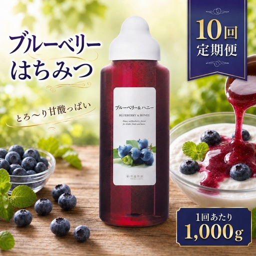 【 10回定期便 】＜ ブルーベリー ＞ 果汁入りはちみつ 1000g はちみつ ハチミツ 蜂蜜 ハニー 蜜 果汁 杉養蜂園 定期便