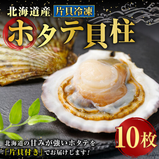 北海道産 ホタテ貝柱 片貝冷凍 10枚 ホタテ 貝柱 貝 貝類 海鮮 魚介類 魚介 おつまみ 晩酌 酒の肴 国産 冷凍 片貝 バーベキュー