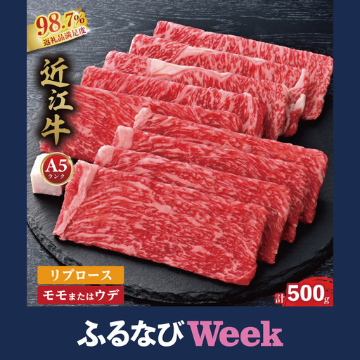 [ふるなびWEEK対象]近江牛 すき焼き・しゃぶしゃぶ[500g(リブロース250g、モモまたはウデ250g)][BS01W-FN]