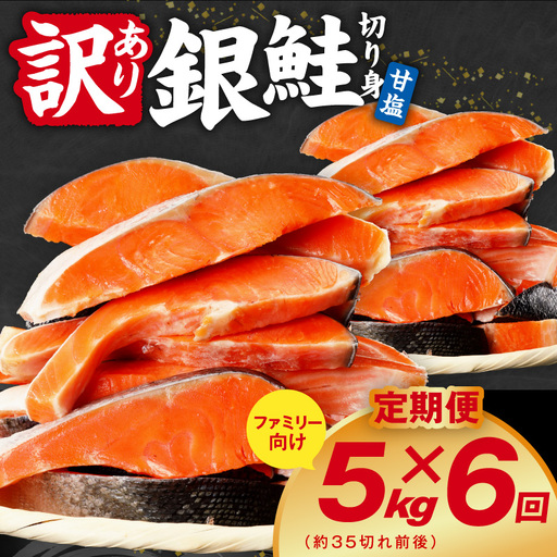 【定期便】銀鮭 切り身 5kg(約35切れ前後) 全6回