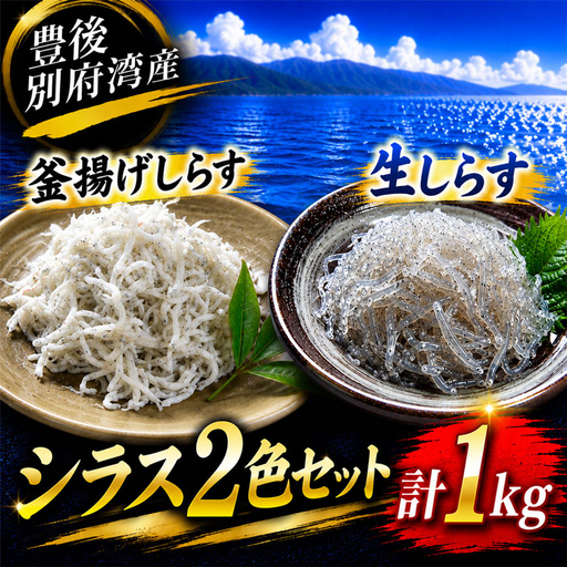 釜揚げしらす 生しらす 食べ比べ 1kg 国産 シラス丼 海鮮丼 / シラス 二色 食べ比べ セット 計 1kg (釜揚げしらす・生しらす) 国産 添加物不使用 [108-241]