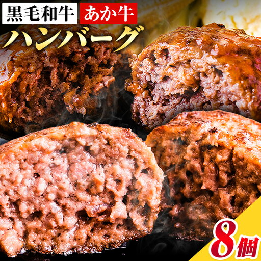 ハンバーグ あか牛 黒毛和牛 8個 クール便 黒毛 和牛 100% 生ハンバーグ 《30日以内に出荷予定(土日祝除く)》 あか牛 黒毛和牛 冷凍 牛肉 牛 ビーフ ハンバーグ