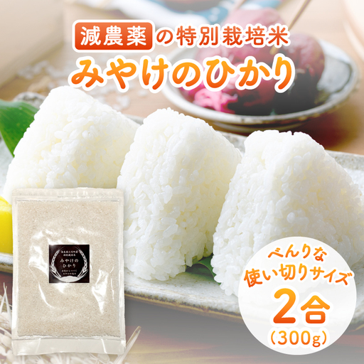 特別栽培米 みやけのひかり 2合 300グラム お試し 減農薬米 奈良県三宅町 白米 ヒノヒカリ