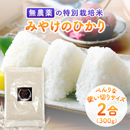特別栽培米 みやけのひかり 2合 300グラム お試し 無農薬米 奈良県三宅町 白米 ヒノヒカリ