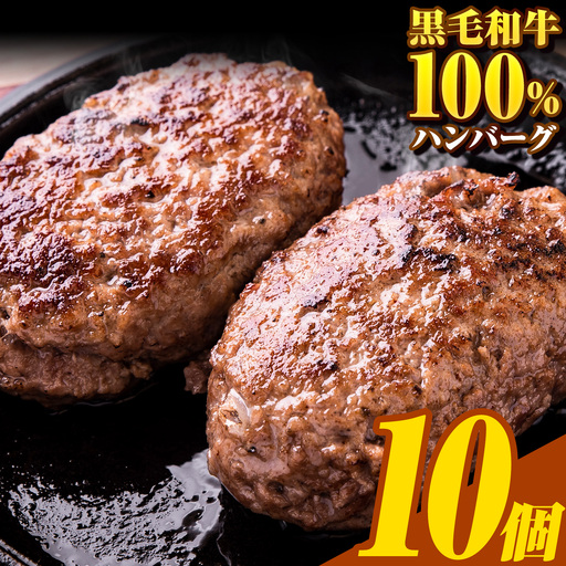 ハンバーグ 大容量 10個 黒毛和牛 100% 生ハンバーグ 