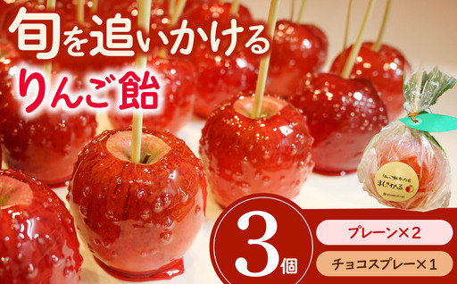 りんご飴専門店まじかる りんご飴Cセット[プレーン×2,チョコスプレー×1]│リンゴ 林檎 お祭り スイーツ りんごあめ リンゴアメ