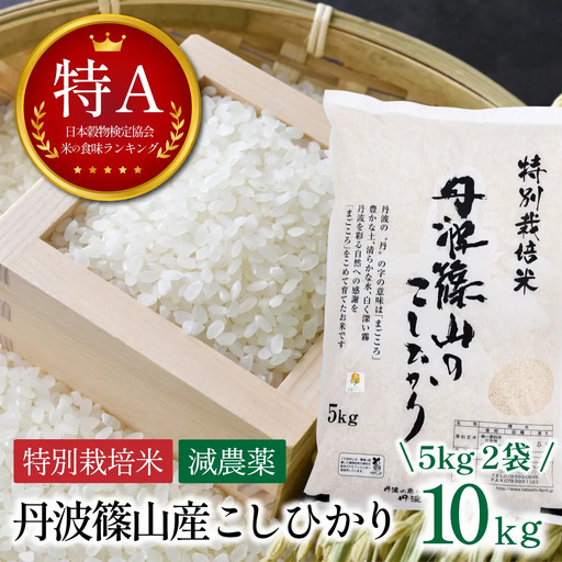 新米予約〈スピード出荷〉減農薬 特A 丹波篠山産 特別栽培米 こしひかり 10kg 精米 小分け