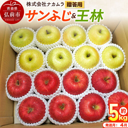 【27年4月クール便発送】りんご サンふじ・王林【贈答用】約5kg（16～20玉程度）【CA貯蔵】 青森県産 林檎 リンゴ 果物 くだもの フルーツ 青森県 弘前市