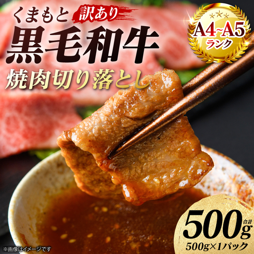 牛肉 [訳あり] くまもと黒毛和牛 焼肉 切り落とし 500g (500g×1パック) A4〜A5ランク 牛肉