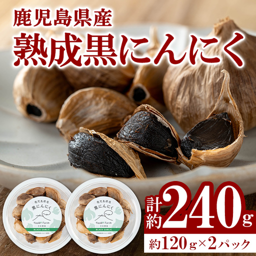 農家直送 鹿児島県産 熟成 黒にんにく(計約240g・約120g×2パック) 鹿児島 国産 ニンニク 大蒜 ガーリック 野菜 薬味 発酵 小分け[悠希農園]
