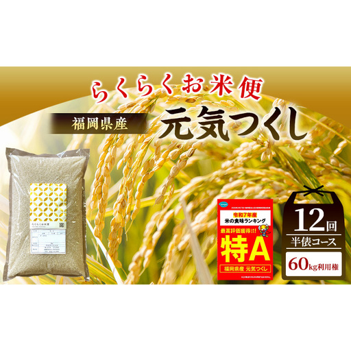 米 らくらくお米便 計60kg 元気つくし ( 5kg × 12回 )