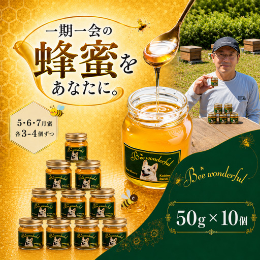 はちみつ 百花蜜 5月蜜 6月蜜 7月蜜 50g×10個 非加熱 産地直送 国産 一期一会 はちみつ 鹿嶋市