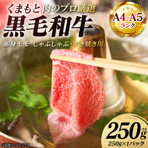 牛肉 くまもと黒毛和牛 赤身 モモ しゃぶしゃぶ すき焼き用 250g (250g×1パック) A4〜A5ランク 牛肉