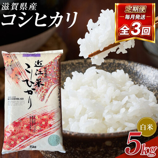 [令和8年産 新米 先行予約]近江米コシヒカリ白米5kg×3回定期便※2026年9月〜発送