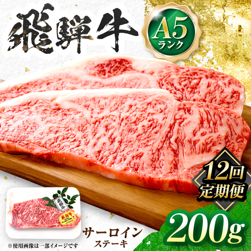 【12回定期便】飛騨牛 A5等級 サーロインステーキ 1枚 牛肉 肉 お肉 ステーキ 岐阜市 / 肉の松久[ANIP065]