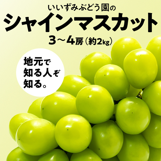 [ 先行予約 ・ 数量/期間限定 ] シャインマスカット 3〜4房(約2kg )