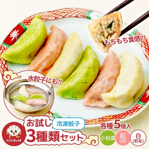 冷凍餃子 お試し3種(各5個入り) | 餃子 ぎょうざ ギョウザ 冷凍餃子 冷凍ぎょうざ 埼玉県 草加市