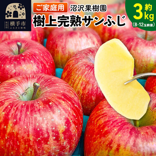 [先行受付]12月上旬より発送 樹上完熟サンふじ ご家庭用 約3kg(8〜12玉前後)