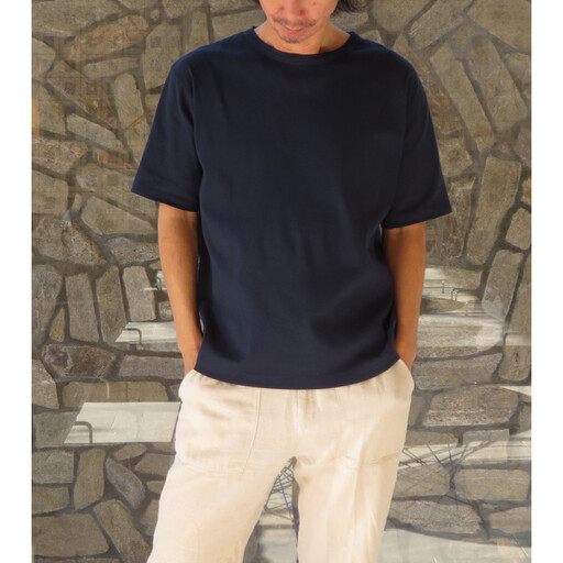 【和心衣・ワゴロモ】ビワコットン生地を使用したサラッと快適Ｔシャツ ＜カラー：ネイビー＞【サイズ：L】