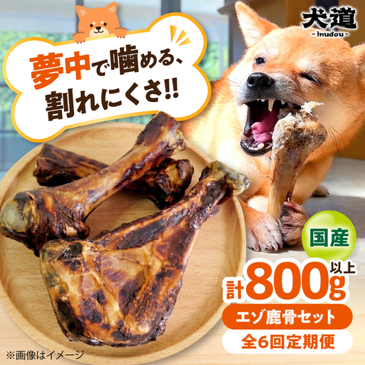 【全6回定期便】犬用デンタルケア 犬道・極 エゾ鹿 骨セット 800g以上 [AOEZ003]