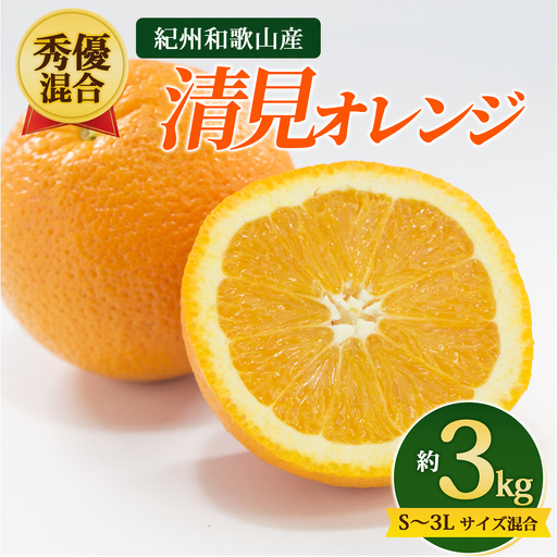 [先行予約][秀優混合]紀州和歌山産 清見オレンジ 約3kg(箱込み)S〜3L サイズ混合