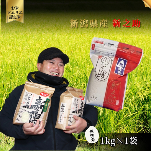 [先行予約]令和8年産[お米ソムリエのお米]無洗米 新之助 1kg | しんのすけ 新潟県 五泉市