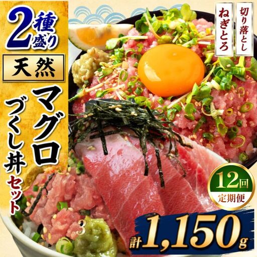 【定期便12回】天然 マグロづくし丼 セット 2種盛り 1.15kg | 清幸丸水産 ネギトロ 切り落とし 鮪