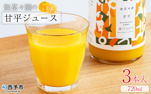 [無茶々園の甘平ジュース 720ml 3本]『1か月以内に順次出荷予定』柑橘 果物 オレンジ フルーツ ストレート 果汁100% 丸ごと フレッシュ 果物 かんぺい 飲料 ソフトドリンク 甘い 甘味 濃厚 飲んで応援 特産品 無茶々園 愛媛県 西予市 [常温]AMC0090