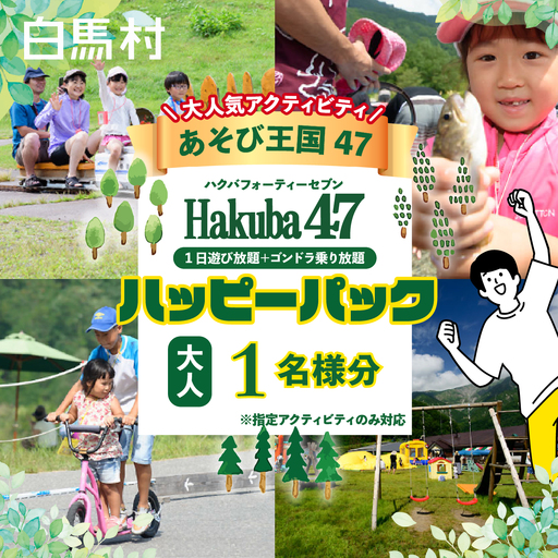 [体験チケット]Hakuba47 ハッピーパック(ゴンドラ往復+アクティビティ セット券) 大人1名様 / 長野県白馬村