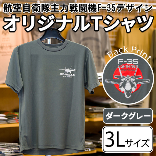 航空自衛隊主力戦闘機F-35デザインTシャツ [ダークグレー・3Lサイズ] 洋服 半袖 夏服 夏 グレー ダークグレー 自衛隊 飛行機 三沢 基地 ウォーキング スポーツ [株式会社ひらの洋服店][ms29-02-DG-3L]