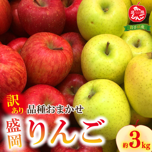 [先行予約] 訳あり 盛岡りんご 品種おまかせ 3kg 乙部角屋 りんご otobe005