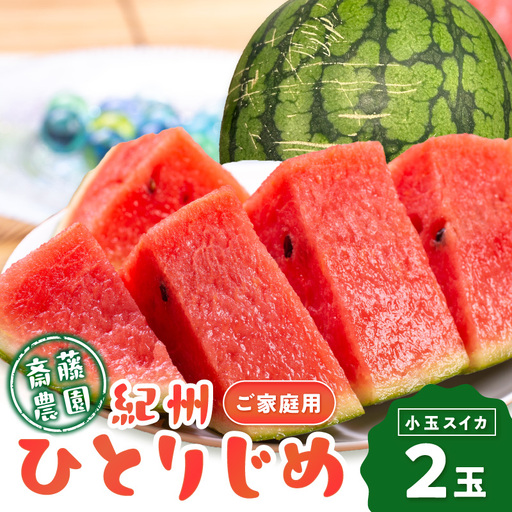 紀州ひとりじめ(小玉スイカ) 2玉(M〜Lサイズ) 3kg程度 ≪家庭用≫[配送不可地域:北海道・青森・秋田・岩手・沖縄・離島][1341]