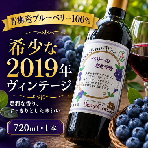 ワイン ブルーベリーワイン 「ベリーのささやき」 2019年産 ビンテージ品 