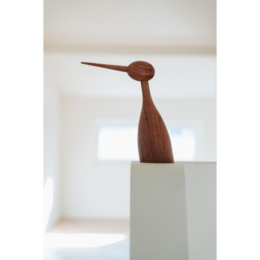 [Bubinga(ブビンガ):あか茶][銘木再生]幸運を運ぶ木製オブジェliving_bird 鶴