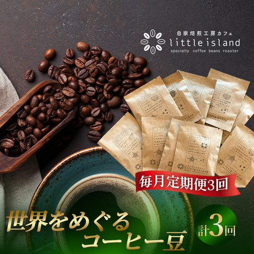 [毎月定期便3回]世界をめぐるコーヒー豆 250g / コーヒー豆 定期便 珈琲 定期便 コーヒー 焙煎豆 自家焙煎 コーヒーセット 飲み比べ コーヒーギフト 自宅カフェ 大阪府 No.382