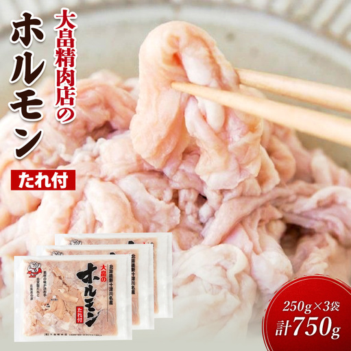 大畠精肉店のホルモン（特製タレ付き）250g×3袋（計750g）【13026】