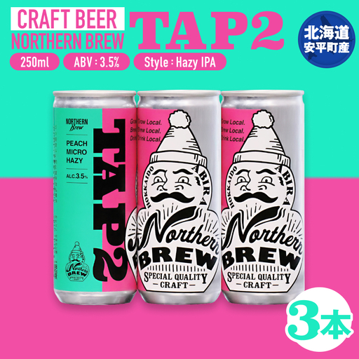 [ふるさと納税]クラフトビール NORTHERN BREW [TAP2 (PEACH MICRO HAZY)] 250ml 3本 北海道 安平町 ビール 地ビール 缶ビール 人気 ギフト